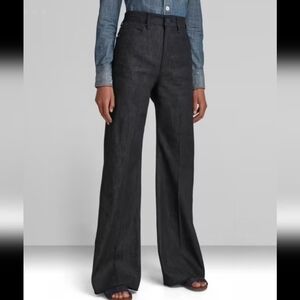 G-Star Raw- Deck Ultra High Wide Leg Denim In Black -SZ 31